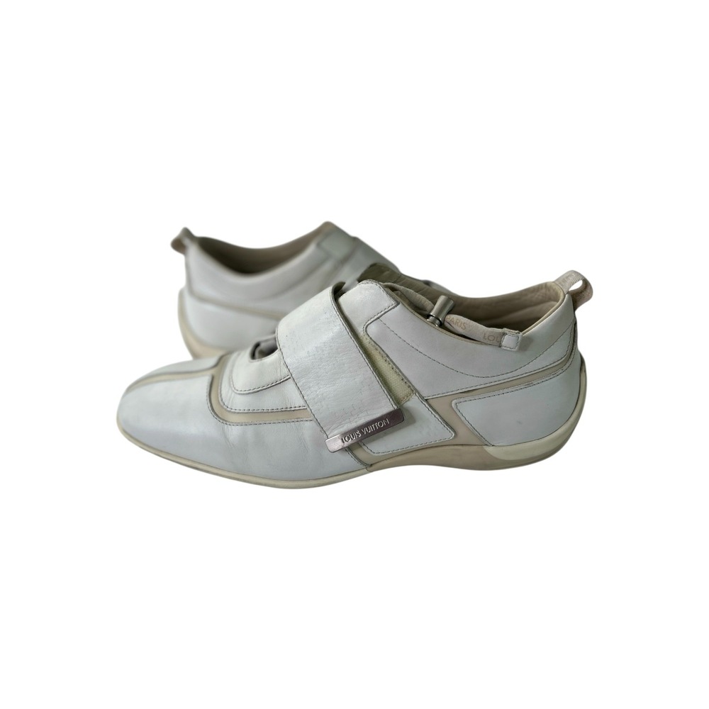 Vintage Louis Vuitton White Leather Velcro Strap Sneakers - 9.5-10.5 US